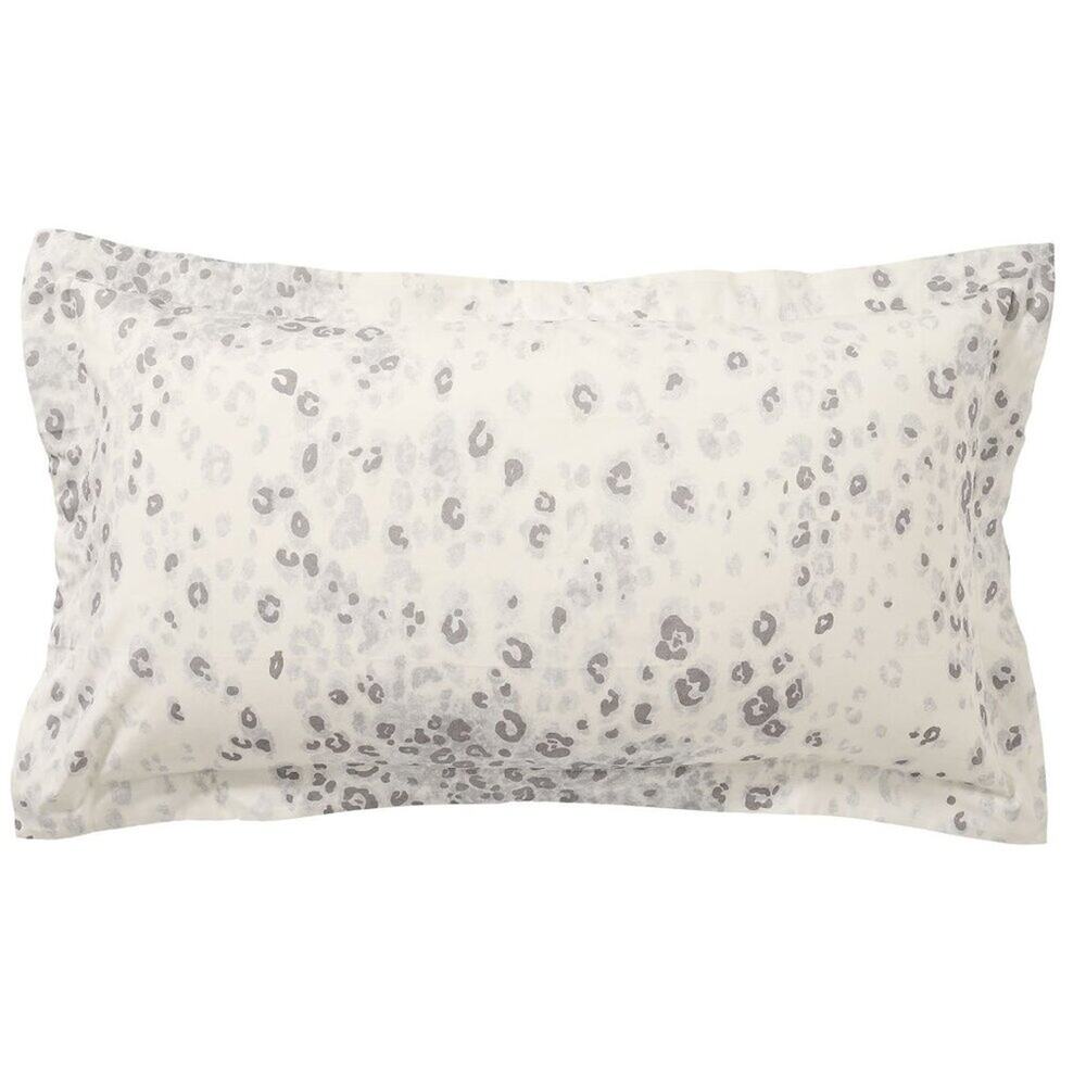 2 Pottery Barn Snow Leopard Percale Pillow Sham Covers King White Gray NEW